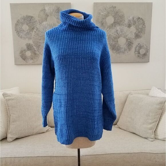 Free People Eleven Turtleneck Tunic Sweater - size XS in Blue - Picture 3 of 8